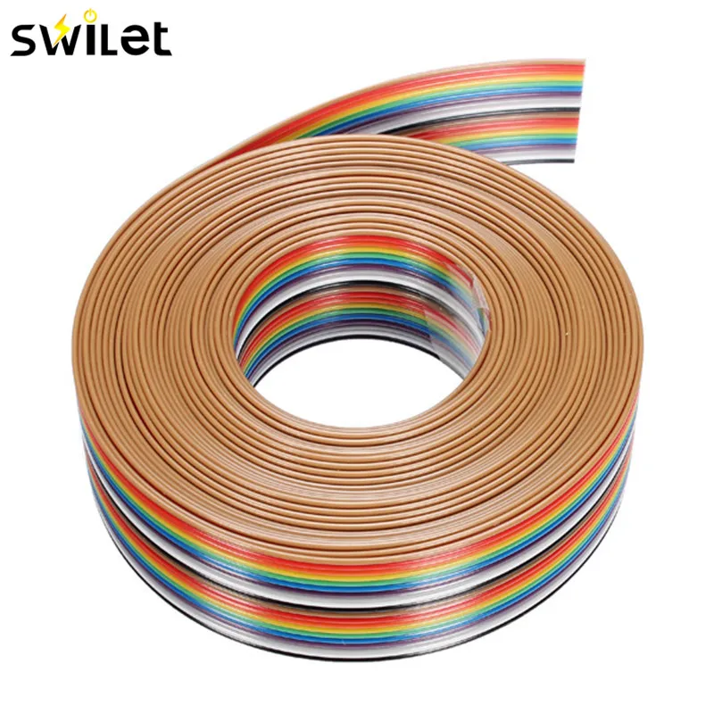 5 м 1 27 мм 20P DuPont кабель Радужный плоский провод с поддержкой припаянный