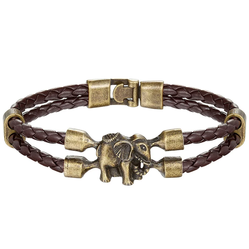 2018 male female Bracelets &amp bangles Infinity Elephant manual multilayer bracelet and retro Leather Bracelet Men Women Jewelry |