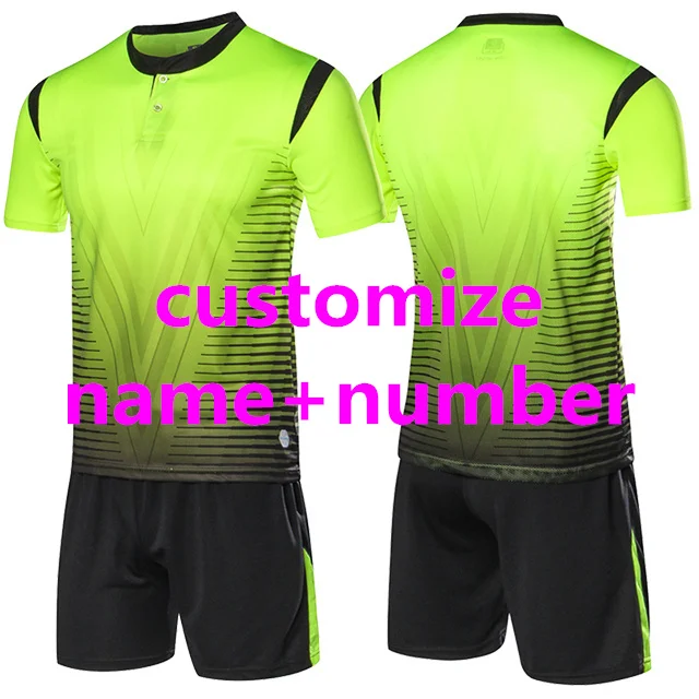 Custom name number Футбольные майки для детей и мужчин, набор футболок для футбола survetement, детские футболки для мальчиков с пуговицами, комплект тренировочной формы Futbol - Цвет: Custom name number
