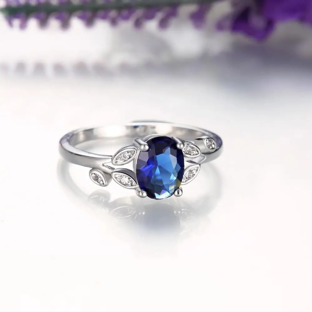 Для женщин золото Цвет палец кольцо синий Ювелирные изделия из кристаллов