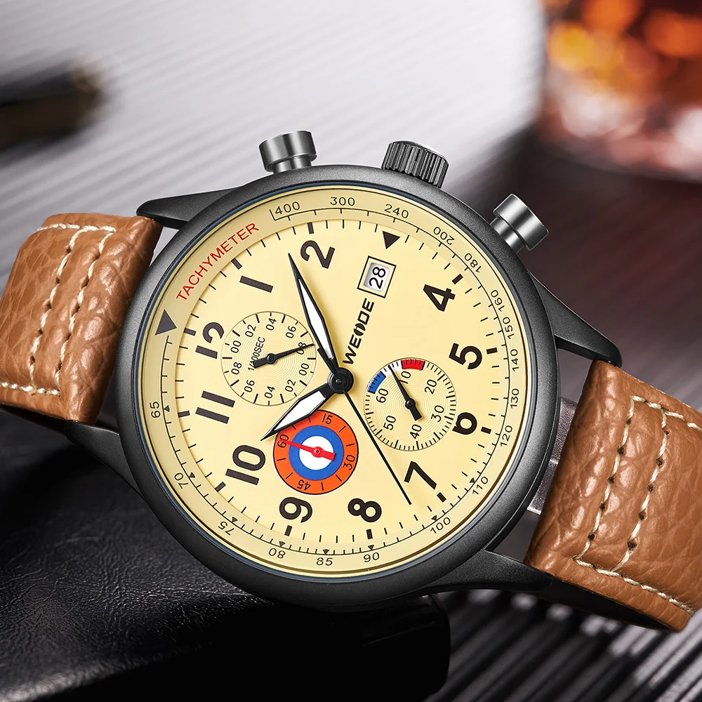 WEIDE мужские модные повседневные кварцевые аналоговые дисплей компас хронограф