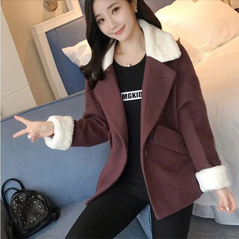 Шерстяное пальто женское Короткое шерстяное 2017 новое корейское модное