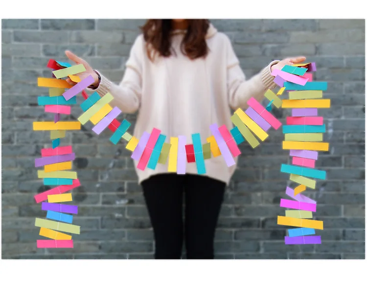 2 м многоцветная Золотая Серебряная бумага Гирлянда полоса баннеры занавески для