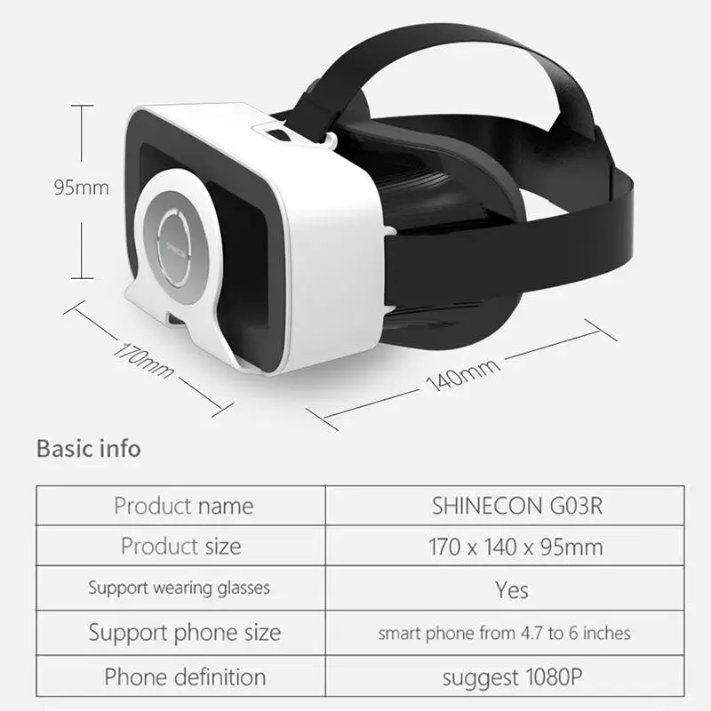 Shinecon VR очки Мобильный телефон 3D шлем виртуальной реальности VRBOX погружения 3d игры