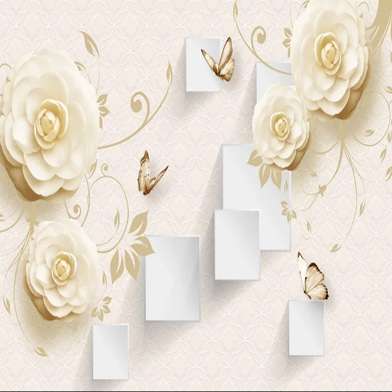 Современные 3D Стерео цветы роспись бабочками обои Гостиная ТВ диван спальня