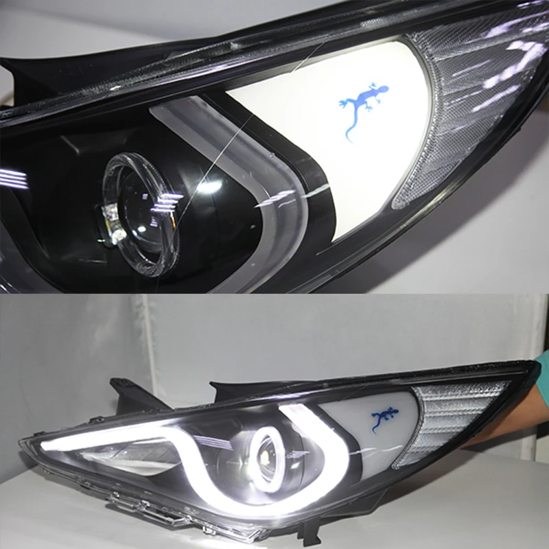 For Sonata I45 LED Strip Head Lamp For HYUNDAI 2009 2010 2011 2012 2013 Year Double Color With Daytime Running Lights