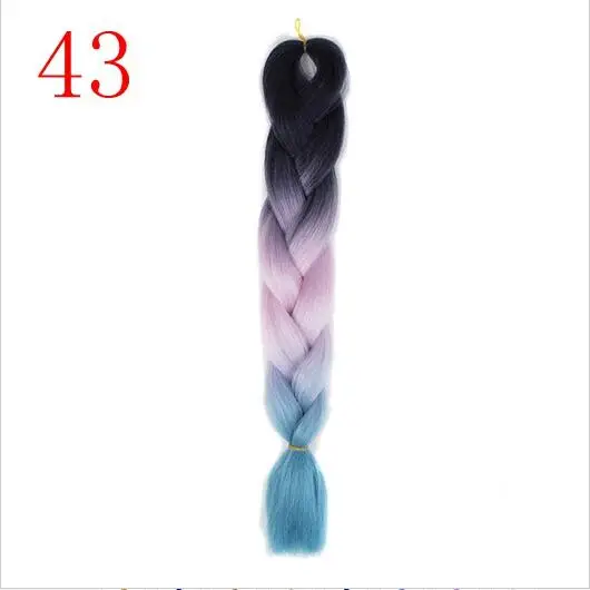 #60 LISI HAIR Jumbo Braids Ombre long Synthetic Braiding Hair Blonde Pink Blue Grey multiple colour 100g 24 inches - Цвет: #60