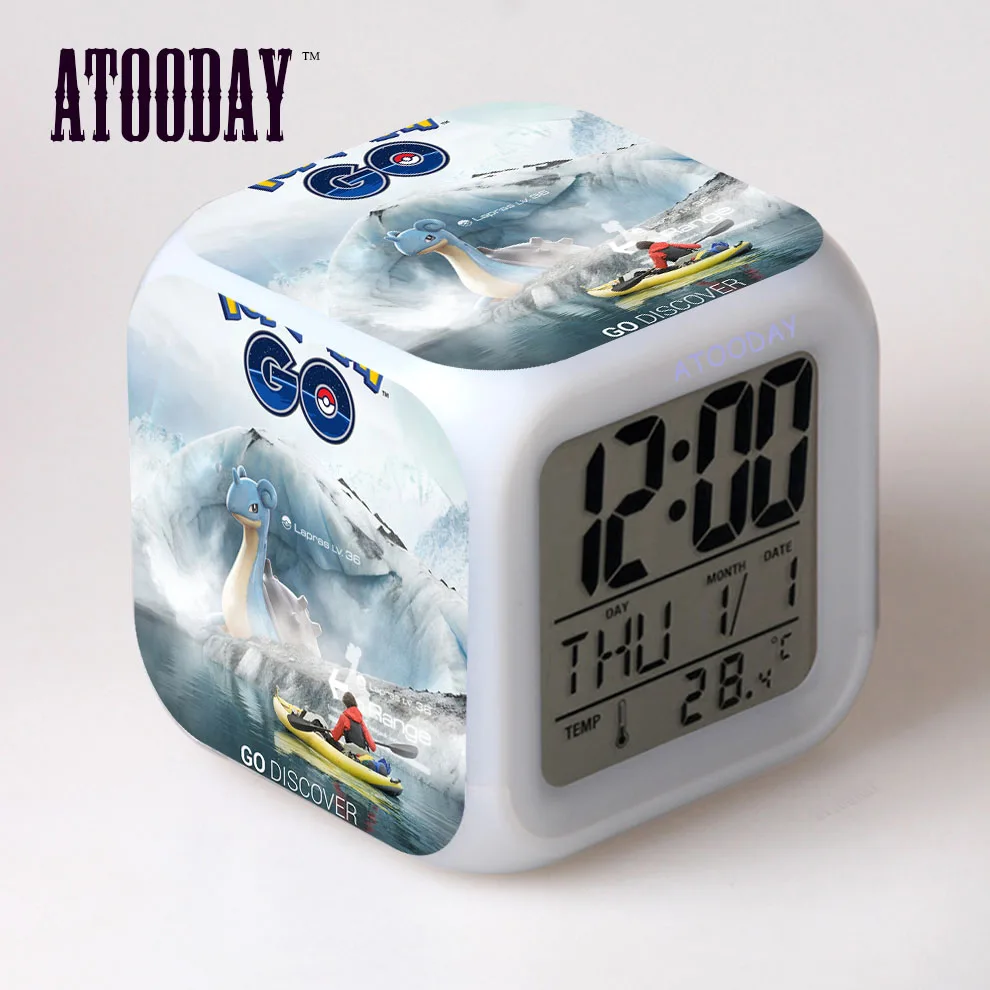 alarm clock Pokemon Go будильник светодиодный свет 7 цветов изменить лошадь настольные часы Relogio де меса Пробуждение свет пластик цифровой Винтаж - Цвет: alarm clock