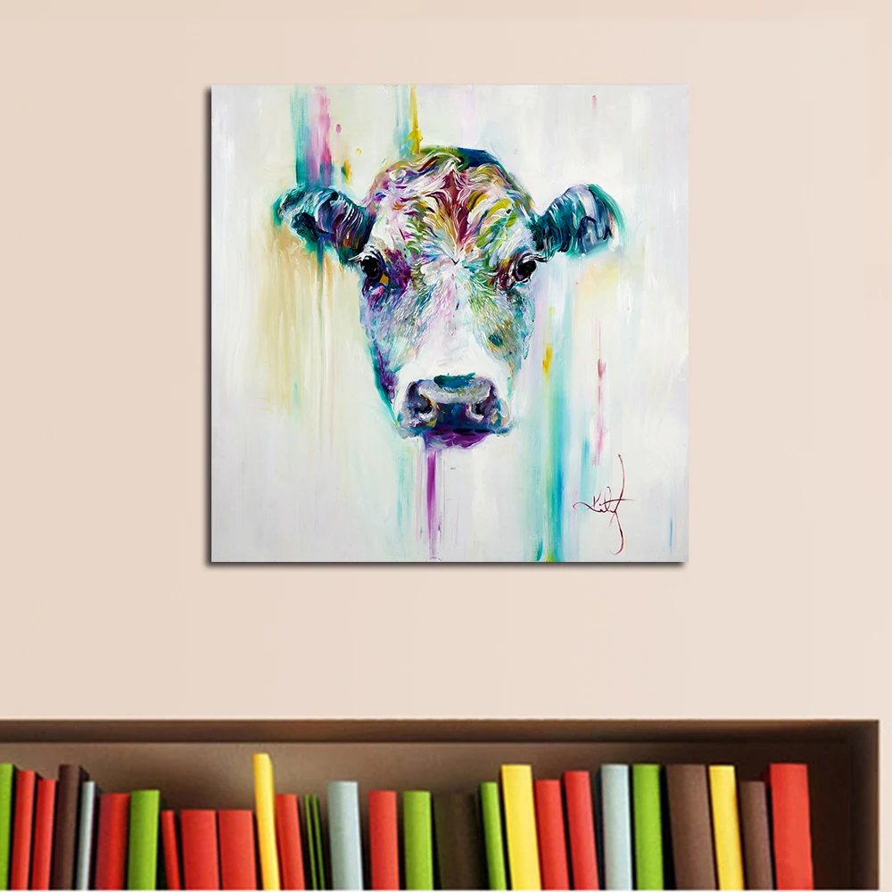JQHYART Oil Painting Canvas Art Abstract Animal Cow Home Decor Wall Pictures For Living Room Modern No Frame Picture | Дом и сад