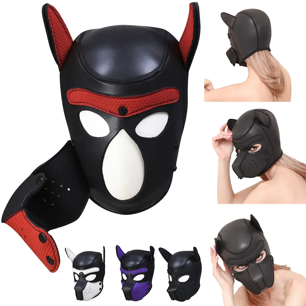 Маска для головы собаки косплей ролевых игр мягкая латексная резинка интимные