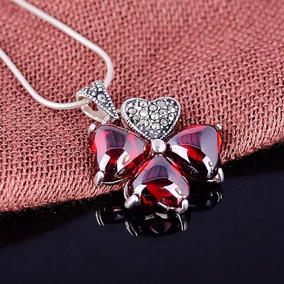 Ожерелье из серебра 925 пробы с полудрагоценными камнями красное ожерелье кулон