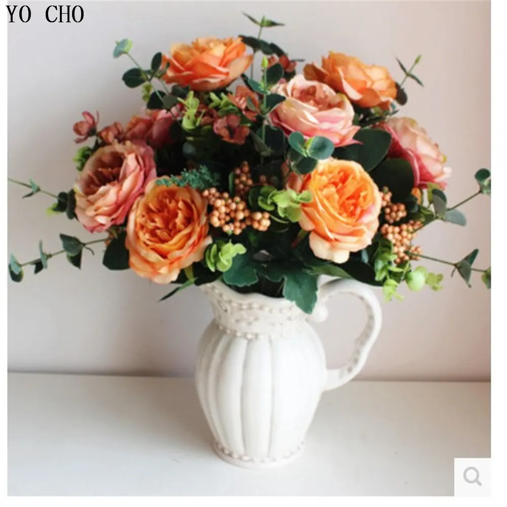 YO CHO большой Искусственный Пион Букет высокого качества оптом искусственные