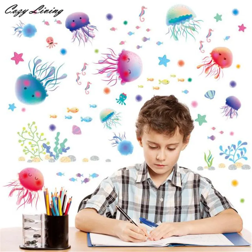 Наклейка на обои для спальни креативный фон гостиной стену с Медузой