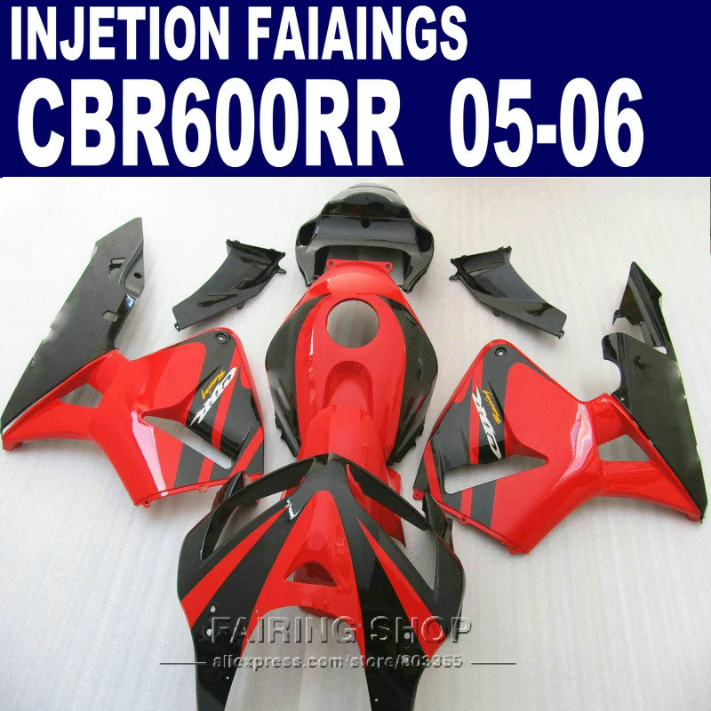 CBR600RR 2005 2006 Обтекатели для Honda (красный черный) cbr 600rr 05 06 впрыска формованный