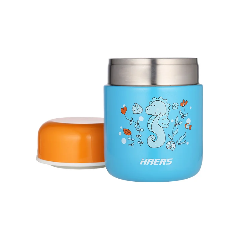 Haers мультфильм стиль дети фляжка BPA-free нержавеющая сталь вакуумная еда термос