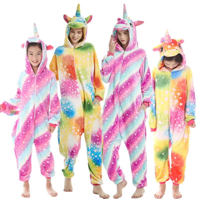 Пижама Кигуруми для мальчиков и девочек зимняя с капюшоном взрослых женщин
