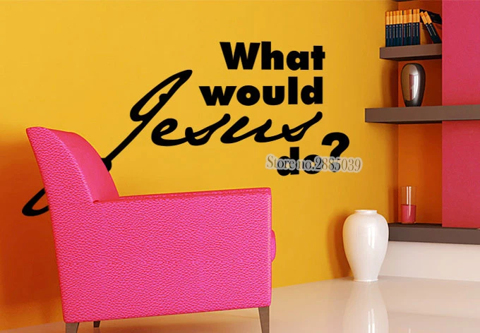Что бы сделал Иисус наклейки цитаты Спальня DIY самоклеящаяся диван задний план