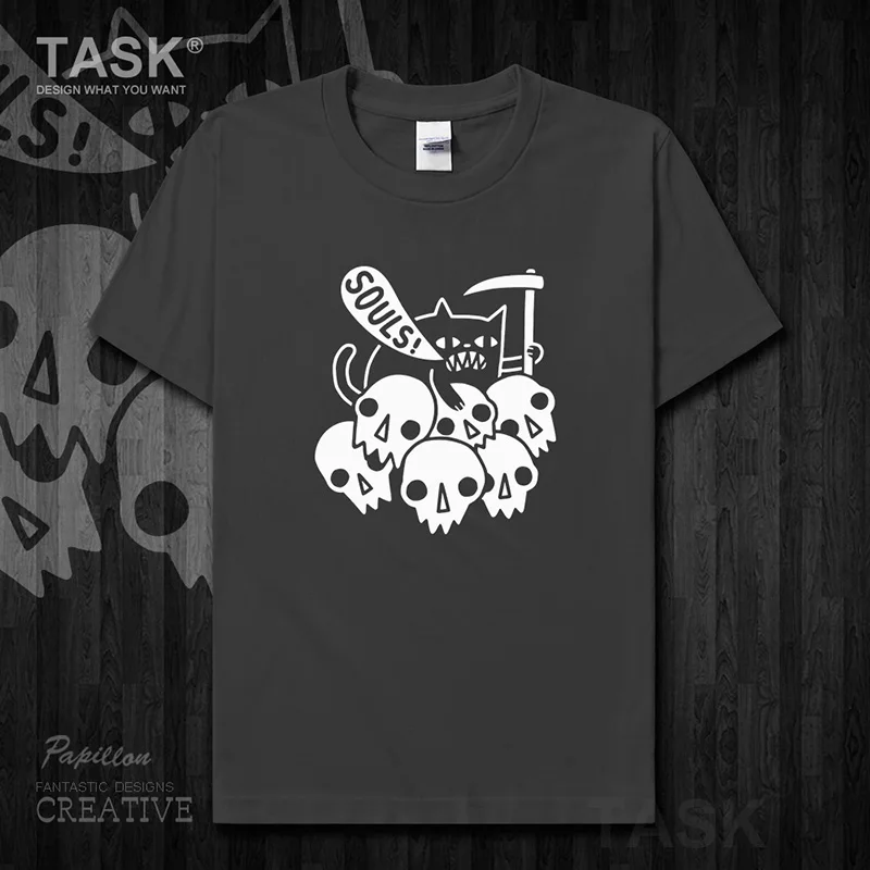 Забавная Мужская футболка с принтом животных Душ серп милый кот креативная