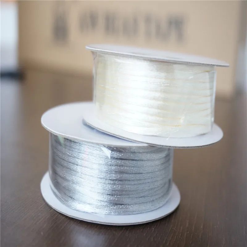 Новый Прочный Плетеный шнур для макраме, Шелковый, атласный, нейлоновый шнур, веревка «сделай сам», фурнитура для изготовления бисероплетения, нить, проволока 2 мм, 28 цветов, 2 мм x 2 м/рулон