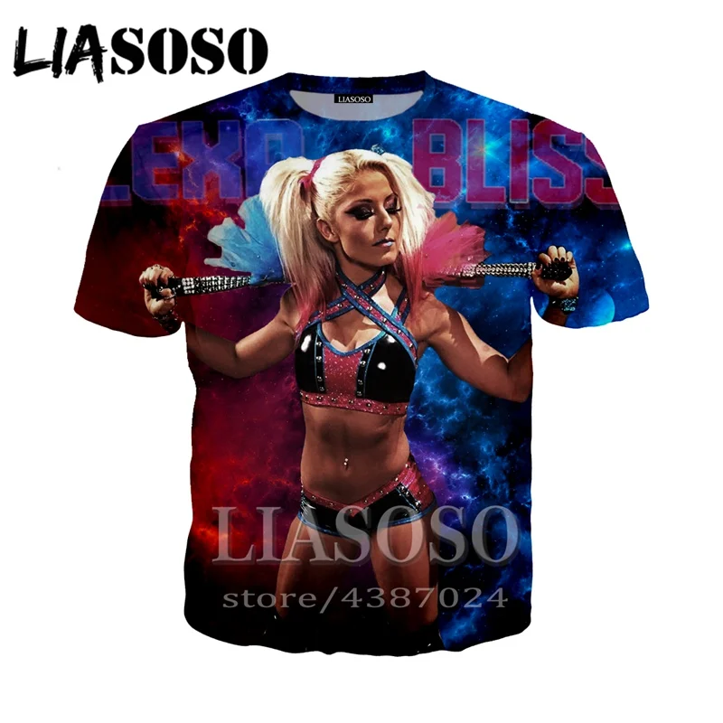 LIASOSO футболка 3D для мужчин/женщин Забавный принт уличная рок костюм Alexa Bliss бокса