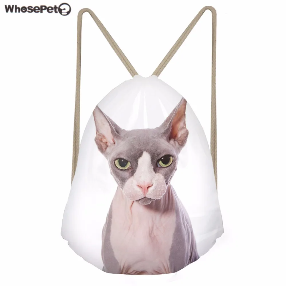 WhosePet шнурок рюкзак Kitty Cat Hairless Сфинкс с изображением кошки для Женская