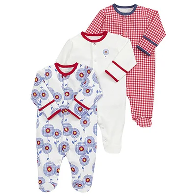 3 PCS Baby Romper Long Sleeves Cotton Baby Pajamas Cartoon Printed Newborn Baby Girls Boys Clothes Baby Clothing Newborn - Цвет: baby clothes