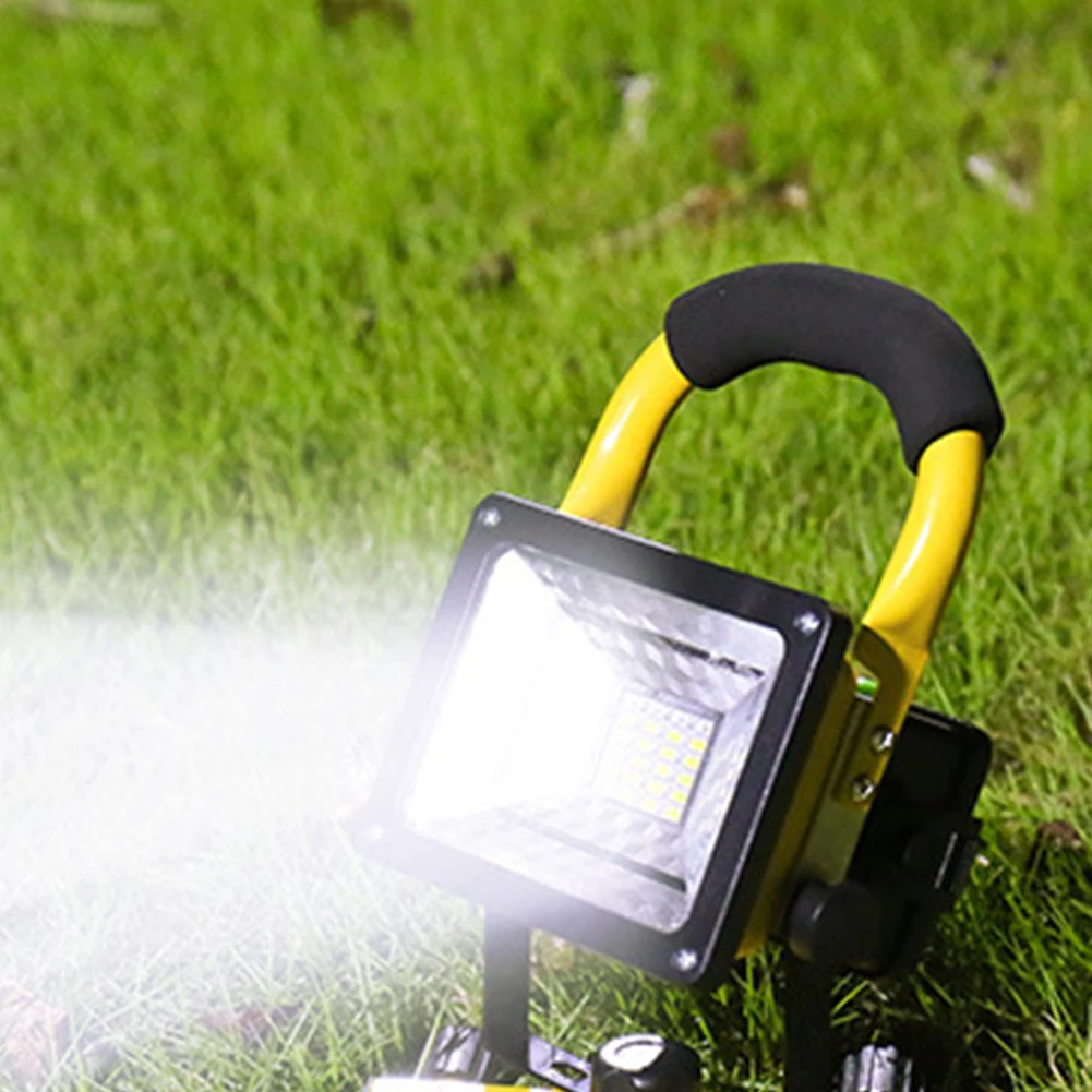 Portable 110V LED Flood Lawn Light Strong Searchlight Construction Site Move Miner's Lamp Red and Blue Flash Warning | Освещение