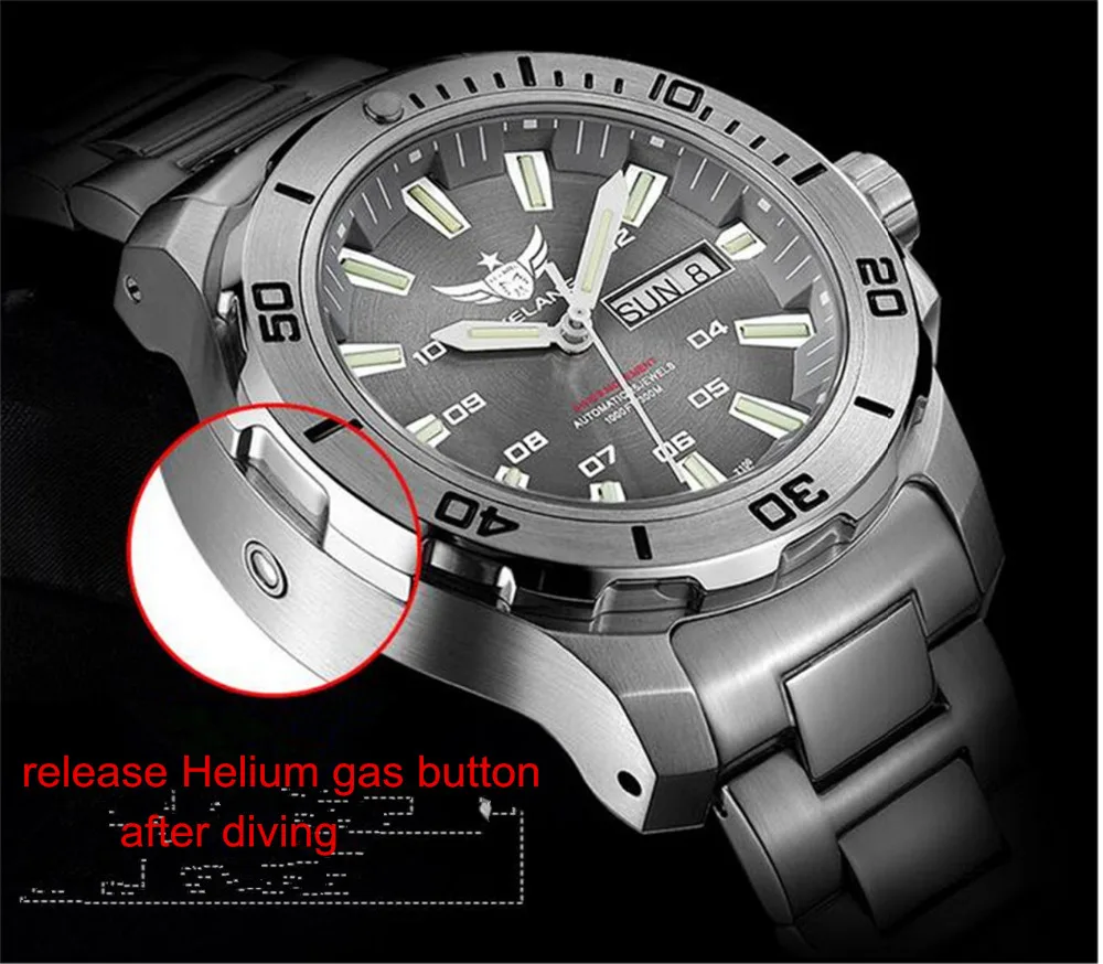 Yelang Мужские автоматические часы тритий светильник T100 ETA2836 Move men t 25Jewels вращающийся циферблат Дата День ныряльщик часы водонепроницаемые 300 м
