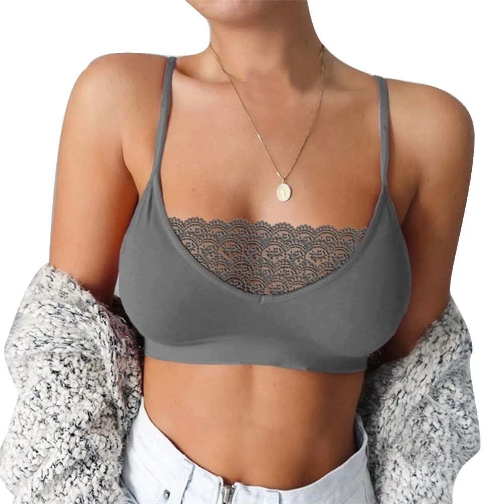 Женский Кружевной укороченный топ без рукавов однотонный Повседневный