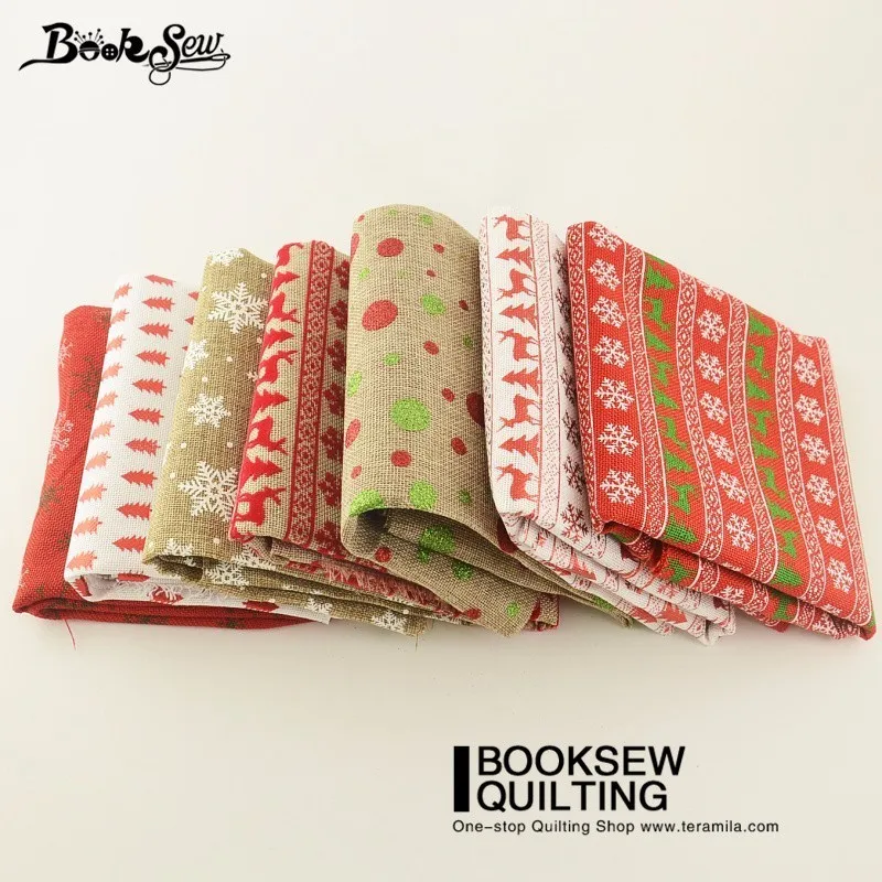 Booksew Лен Ткань Новогодние товары тема Скатерти 7 шт./лот 45 см x 50 см нарезанные Комплект дома Вышивание Украшения Шторы Подушка