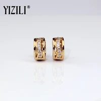 yizili new fashion smart chic white zircon earring plated copper dangle earrings women wedding party show trendy jewelry a008