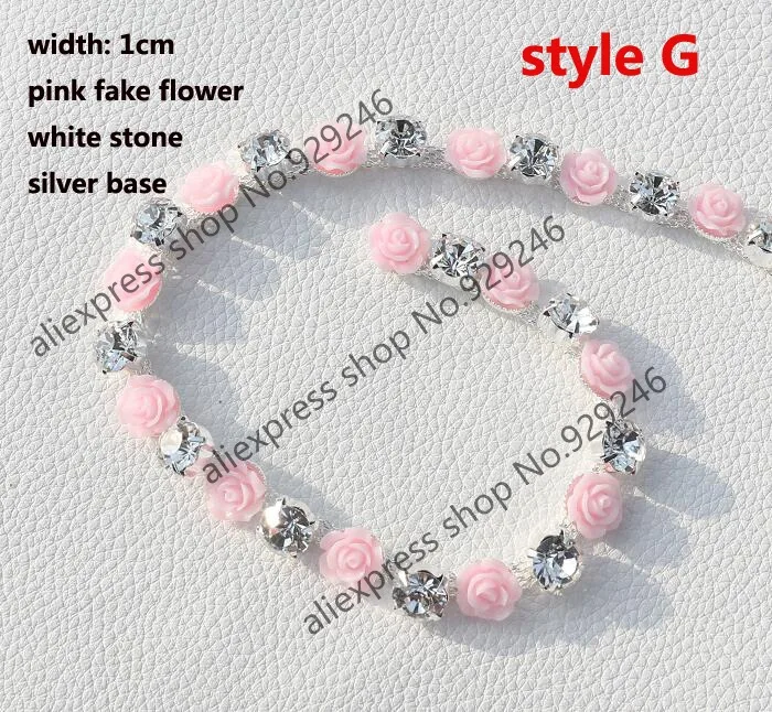 1 ярд/упаковка яркие розовые и белые стразы с кристаллами цепочка для одежды