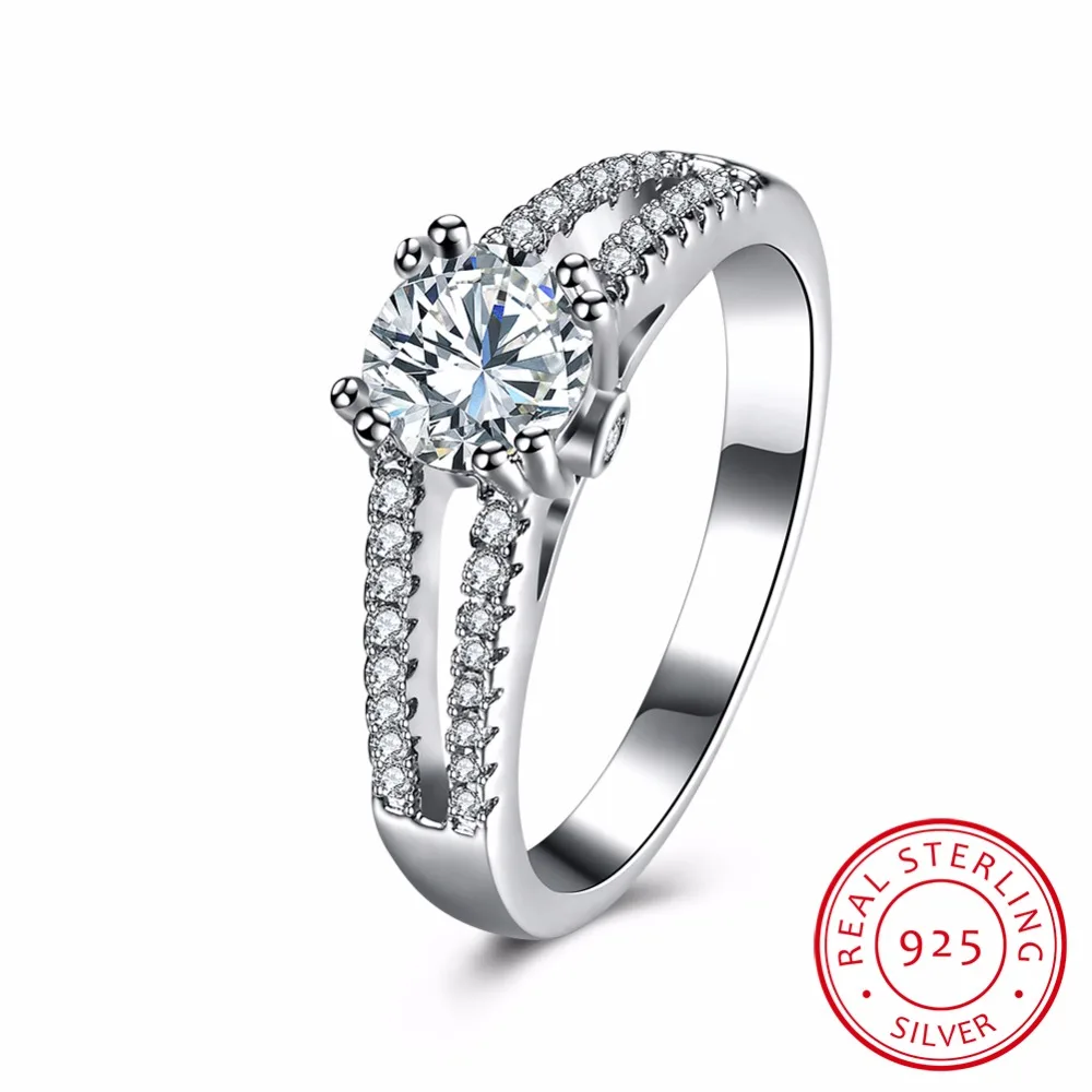 Элегантный Полный AAA камень cz 925 серебро Кольца для свадьбы обручальное