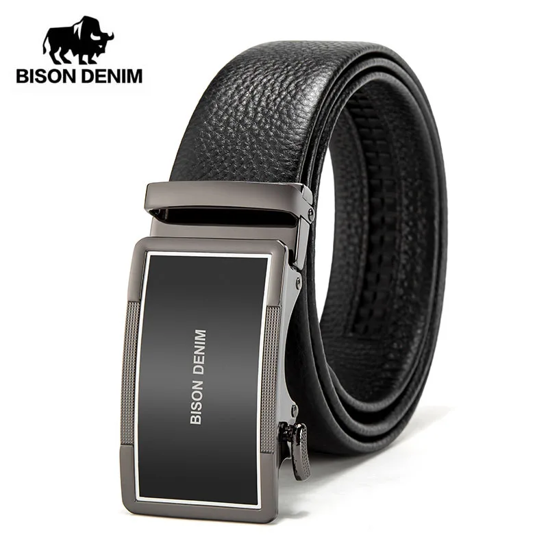 Ремень BISON DENIM N71462 мужской из натуральной кожи люксовый брендовый пояс с