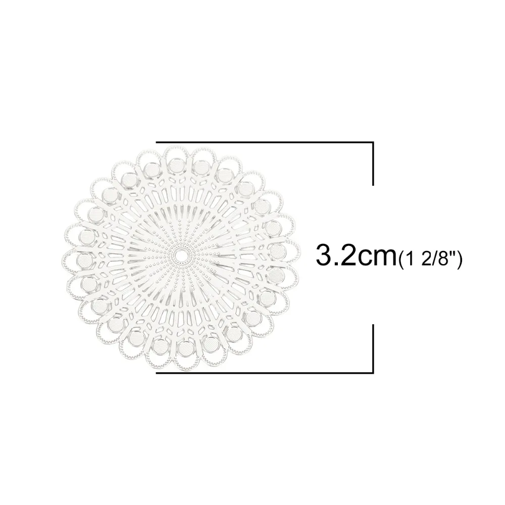 DoreenBeads Fashion Iron Based Alloy Filigree Stamping Connectors Flower Silver Color Gold DIY Charms 32mm Dia 10 PCs | Украшения и