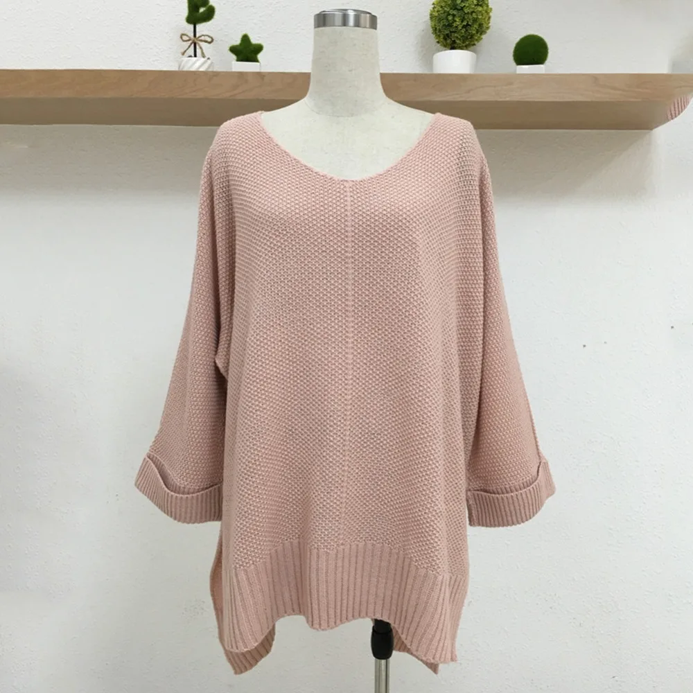 Loose Pullover Sweater Women Autumn 2020 Long Knitting Jumper Split Solid Clothing For Female Causal | Женская одежда