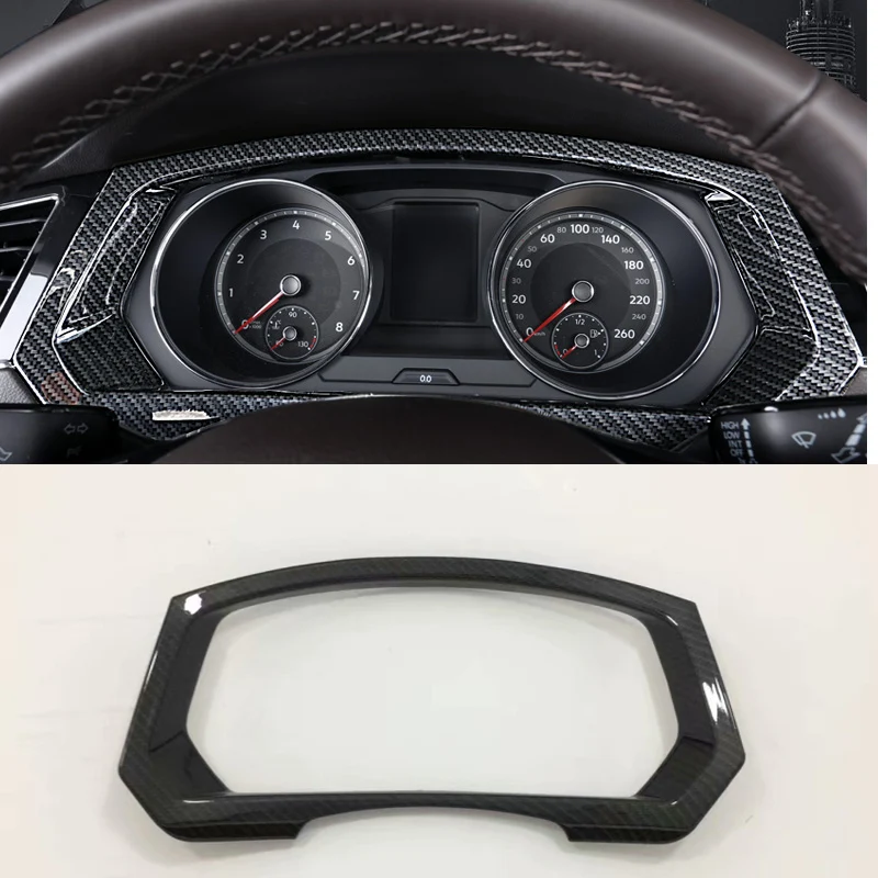

For Volkswagen Tiguan L TiguanL MK2 2017 2018 2019 carbon fibre garnish detector trim dashboard meter Instrument Panel frame