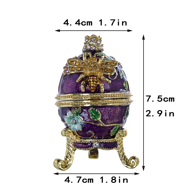 H & D винтажная шкатулка для русских яиц с драгоценными пчелами на петлях