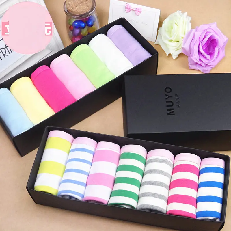 5 шт./кор. хлопковое нижнее белье в полоску с волнистыми точками женское со