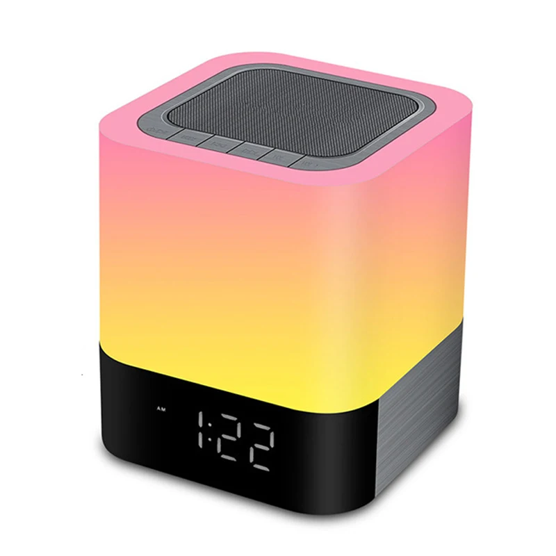 Colorful EAAGD светодиодный Будильник с ночным светильник Bluetooth колонки, все в 1 сенсорный датчик прикроватная лампа/MP3 музыкальный плеер Будильник - Цвет: Colorful