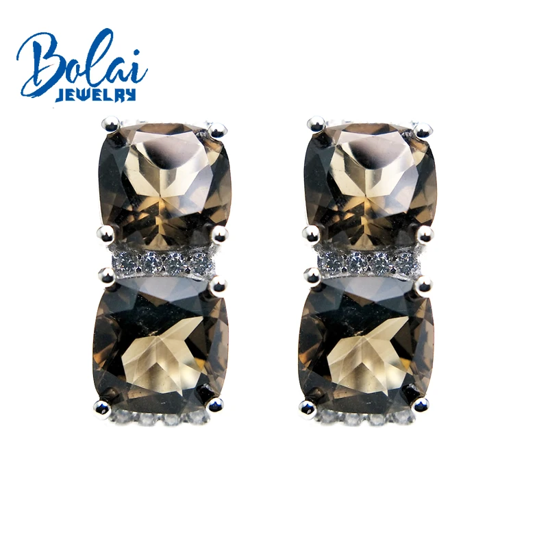 Bolaijewelry, 925 серебряные ювелирные изделия с серьгами, натуральный зеленый агат и дымчатый кварц, драгоценный камень для девушек на выбор, Рождественский подарок