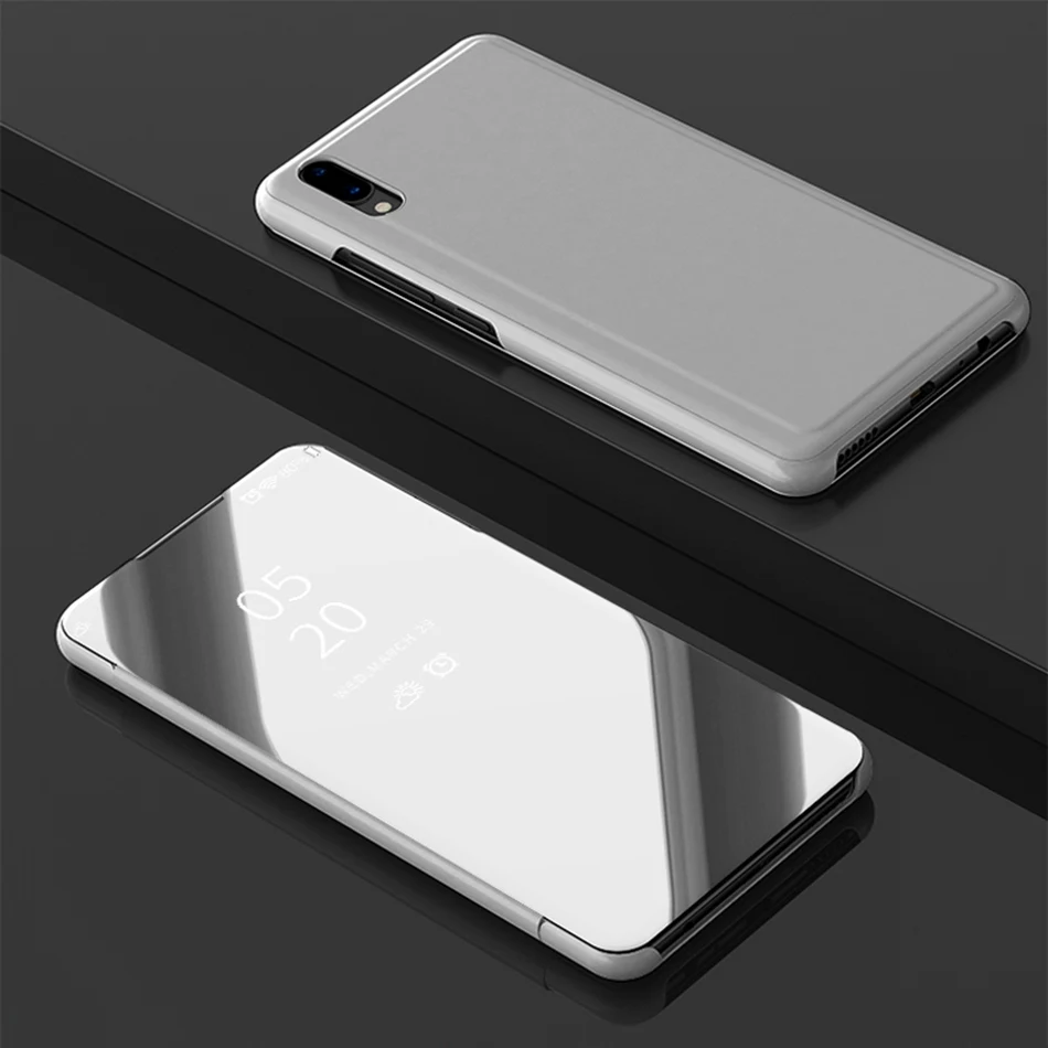 ДЛЯ VIVO V11/V11Pro Y83/Y81 Y71 чехол Роскошный умный зеркальный ЧЕХОЛ ДЛЯ VIVO IQOO V9/Y85 V7 Plus откидной кожаный чехол с подставкой - Цвет: Space Silver