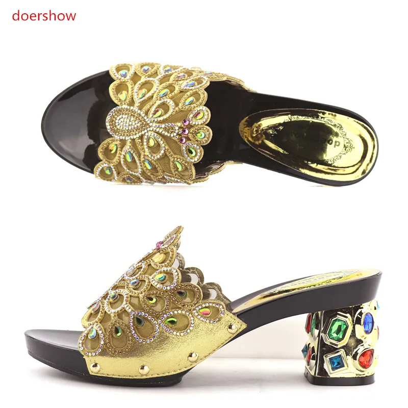 Doershow новейший дизайн африканские женские тапочки летние туфли на высоком