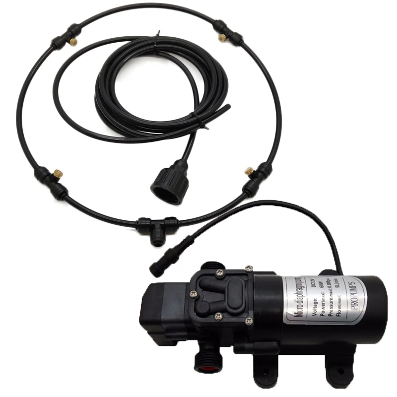 

S067 Factory wholesale price small 12V automatic mini water misting pump with misting plastic fan ring