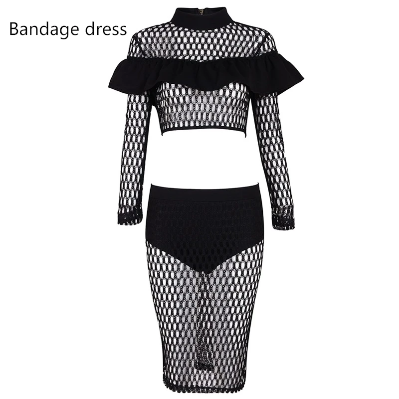 Новый женский Bodycon платье сексуальное оборками выдалбливают с длинными рукавами