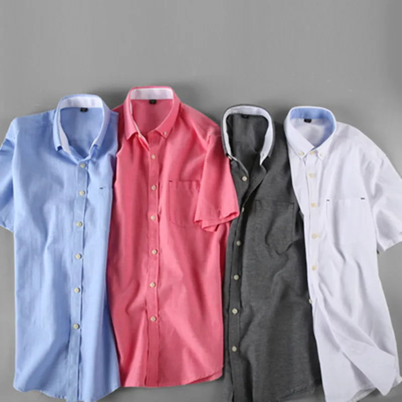 Summer Men Shirts Short Sleeve Heren Blouse Mens Shirts Regular Fit White Black Purple Blue Formal Shirts For Men Social Button