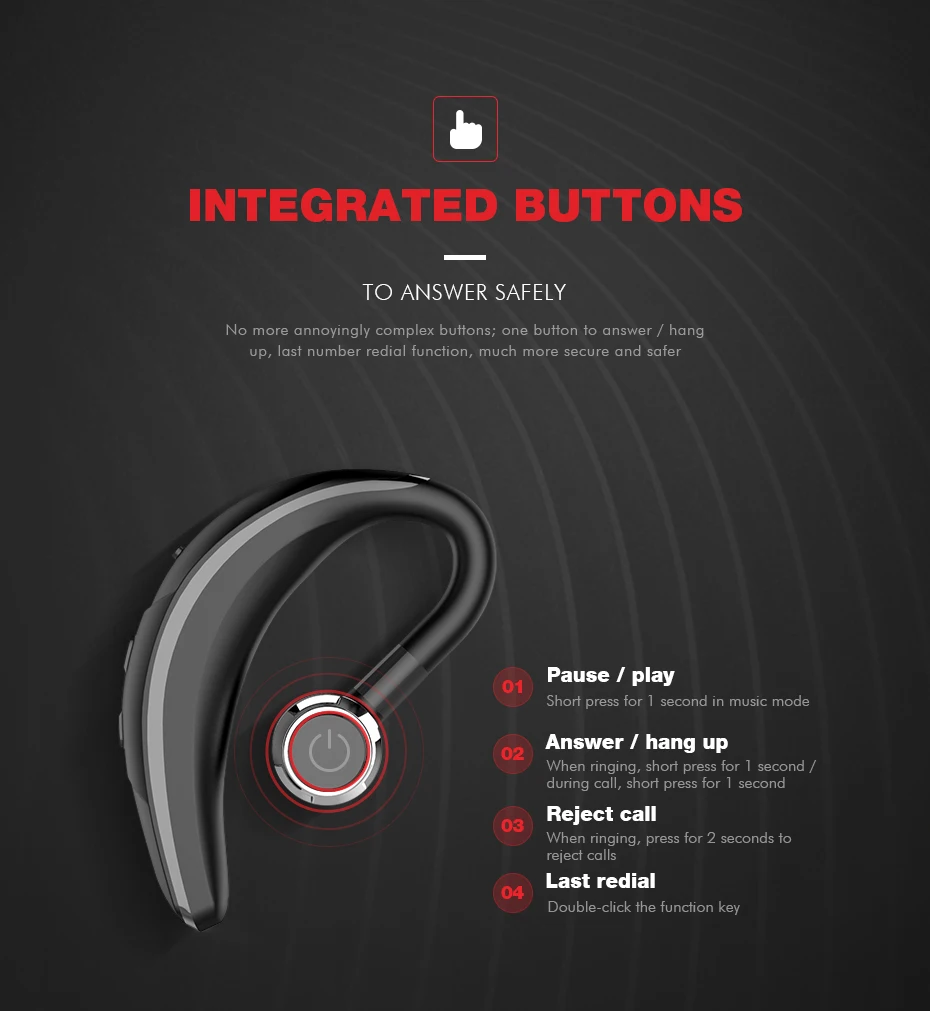 HAVIT I9 беспроводные наушники Bluetooth 4,1 одиночный наушник для автомобиля 180 вращающиеся наушники с микрофоном долгий режим ожидания