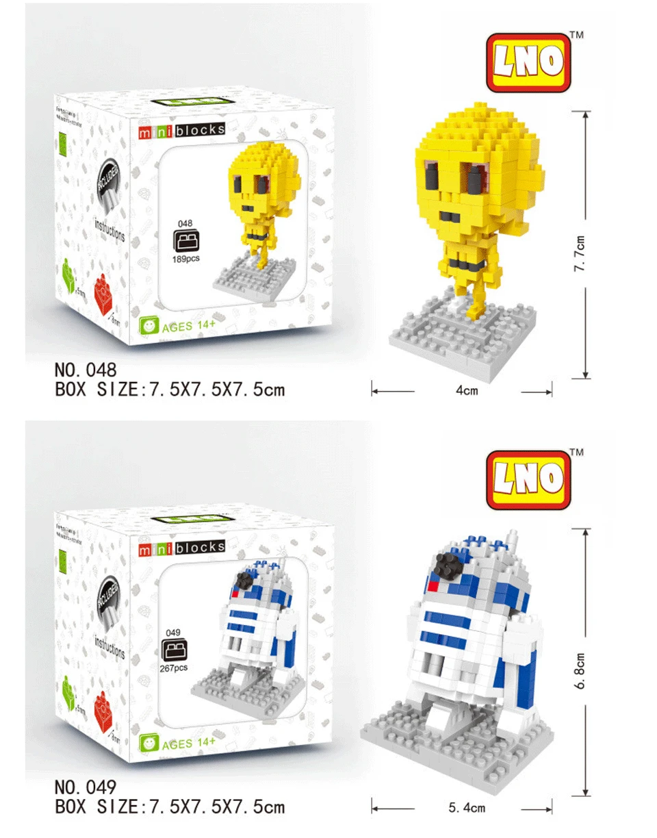 LNO Звездные войны Штурмовик BB8 R2D2 йода Дарт Вейдер пластик фильм Строительные блоки Кирпич DIY Модель Фигурки обучающая игрушка