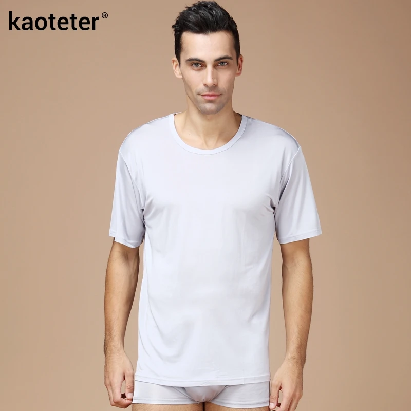 Мужская Нижняя майка из 100% чистого шелка повседневные мужские футболки с