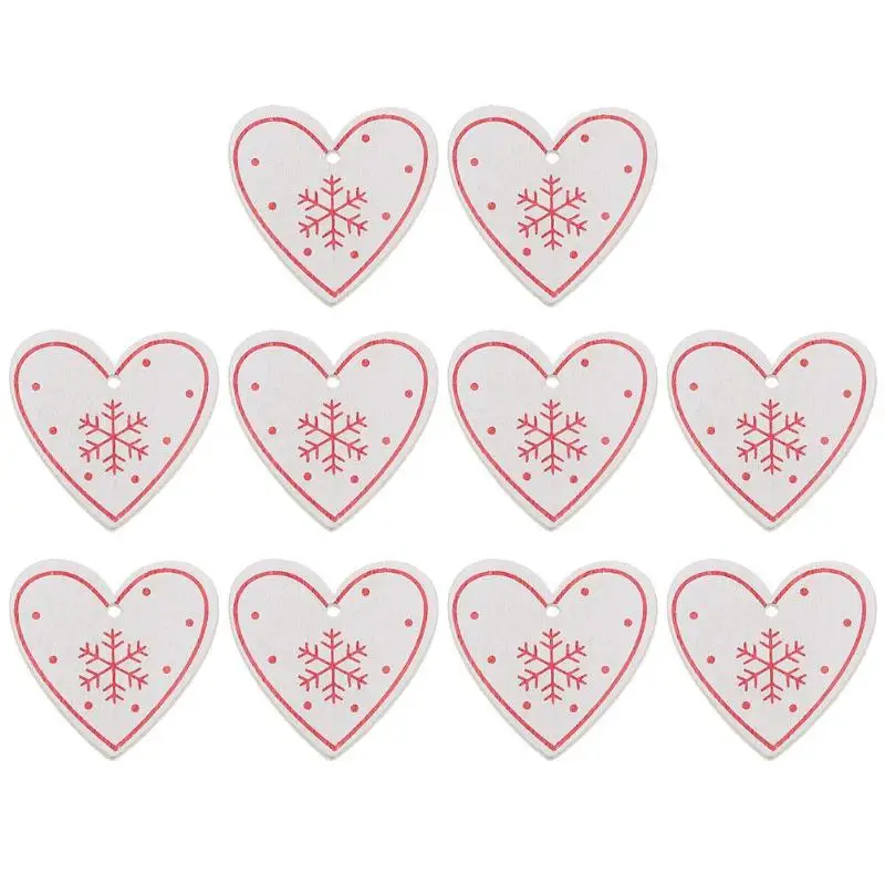 H 10Pcs 10 шт. Navidad Снежинка деревянная Подвеска Висячие украшения Рождественская елка дерево ремесло Рождественская елка украшения для дома - Цвет: H 10Pcs